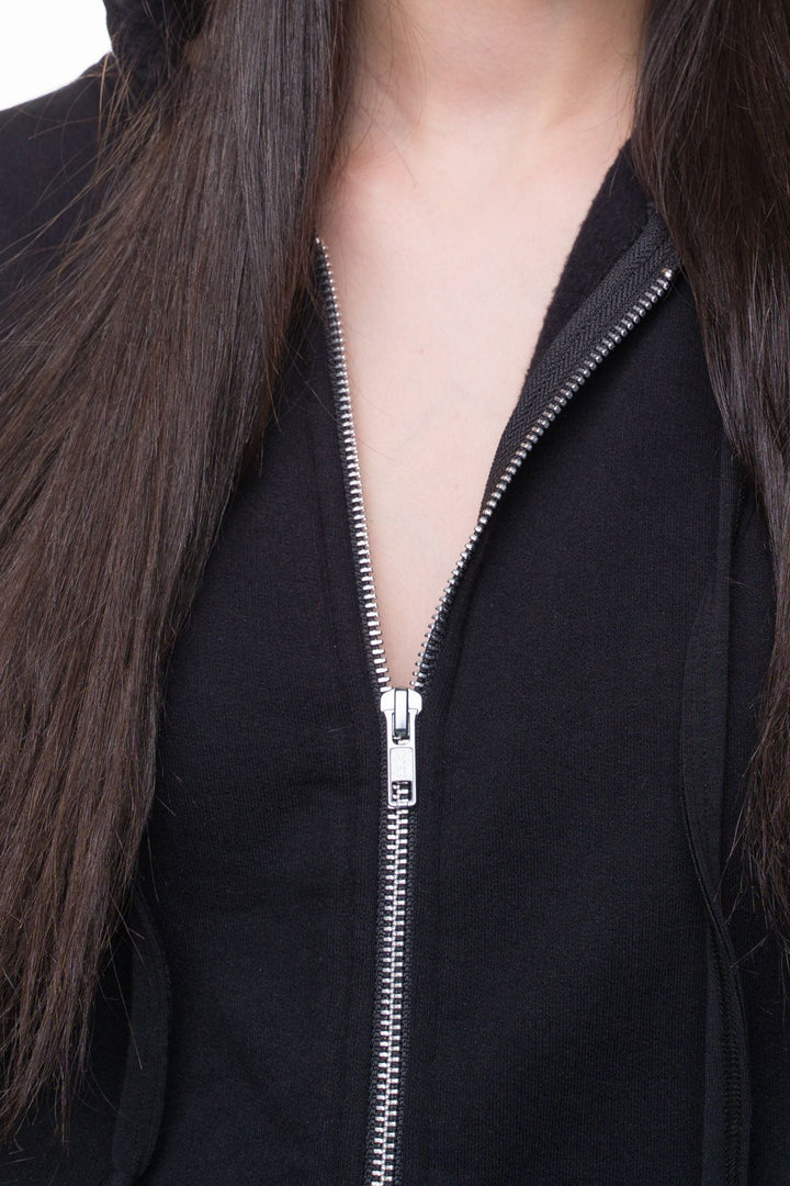 Organic cotton hoodie with premium silver metal zipper