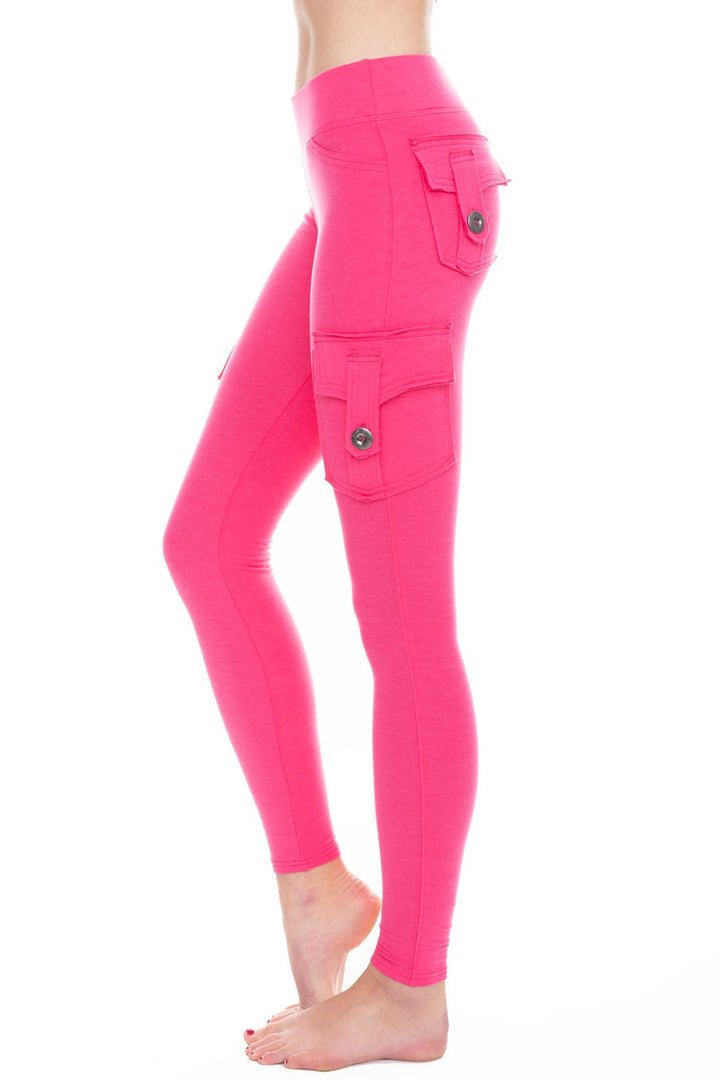 Fuchsia pocket leggings with back pockets and side pockets ethically made from Tencel Lyocell and organic cotton