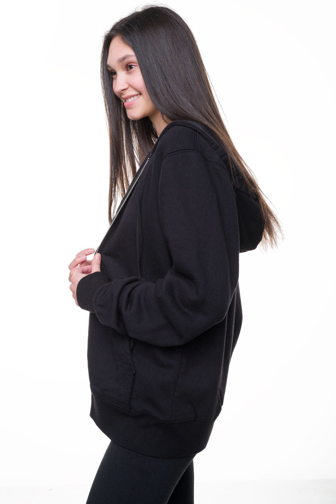 Black organic cotton and bamboo women's hoodie
