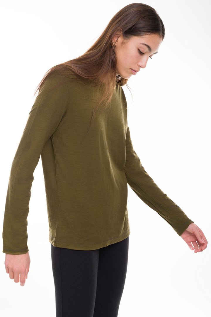 green women's merino wool shirt