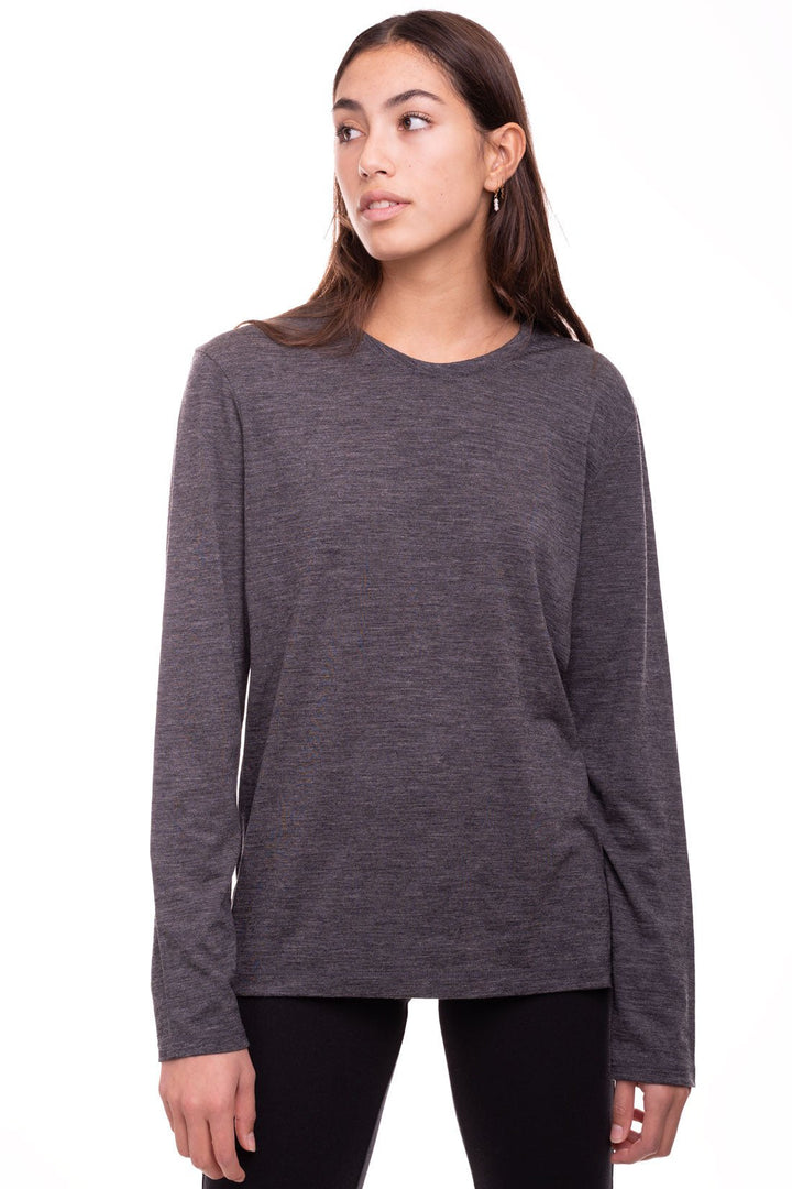 gray women's merino wool shirt