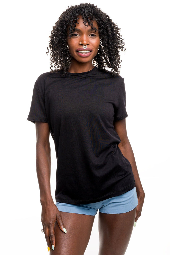 black women's merino wool t-shirt