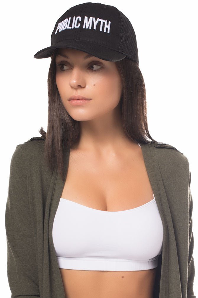 Alyssa in the white on black mesh back hat